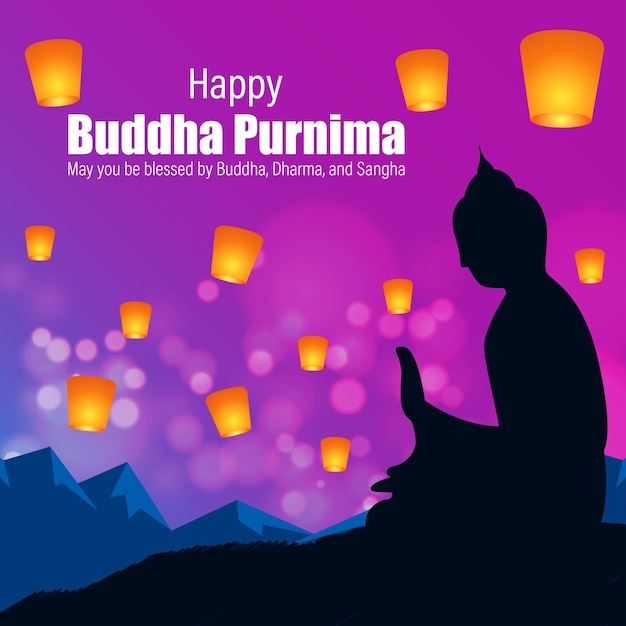 Vector illustration for buddha Purnima Vesak day greeting