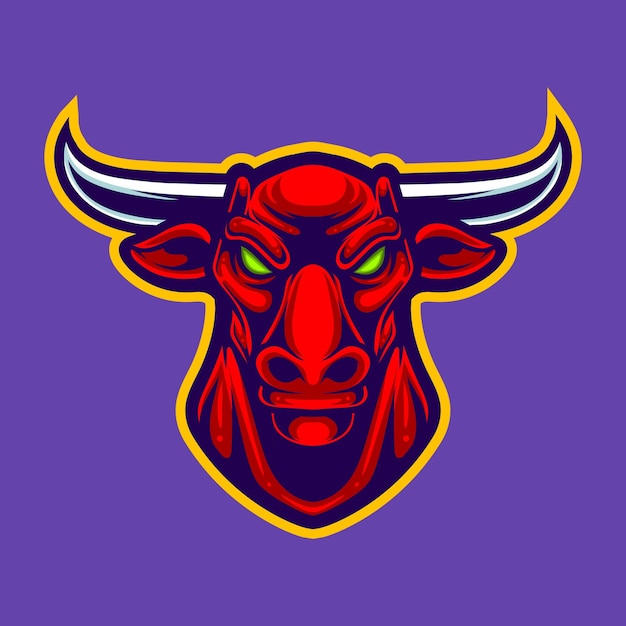 Vector illustration of bull mascot logo for sport and esport isolated