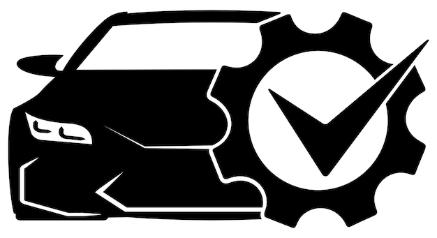 vector illustration of a car and gears on a transparent background