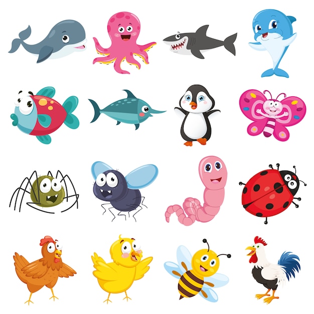 Vector Illustration Of Cartoon Animals Collection