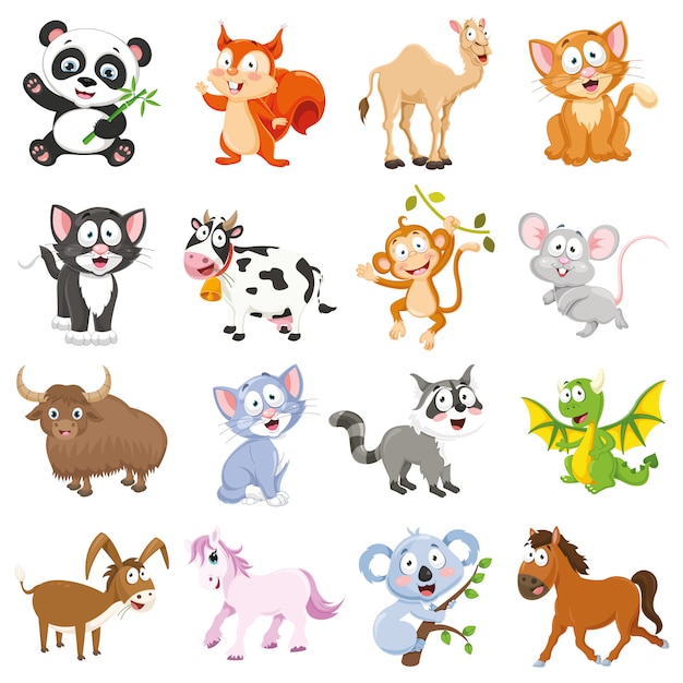 Vector Illustration Of Cartoon Animals Collection