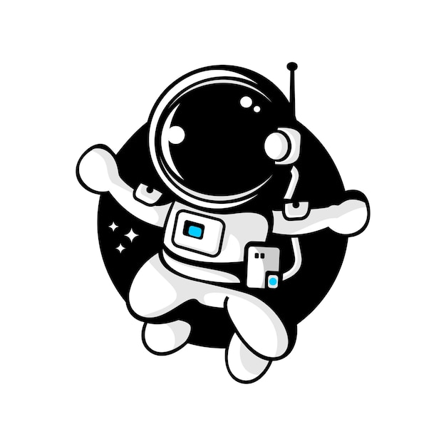 vector illustration cartoon astronaut child jumping in the sky, astronaut logo