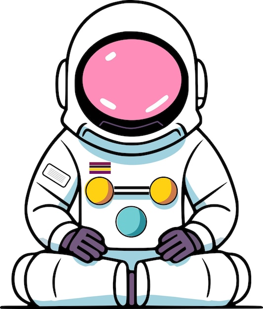 Vector illustration cartoon of an astronaut sitting in a space suit