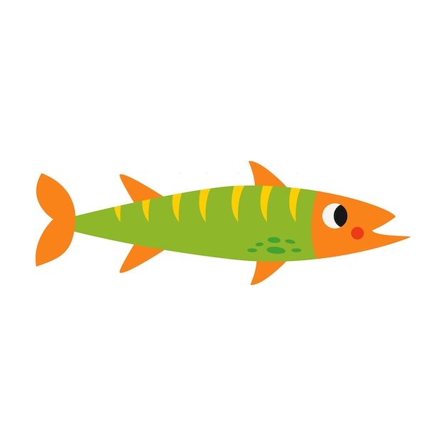 Vector illustration of cartoon barracuda fish isolated on white background