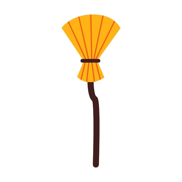 Vector illustration of cartoon broom on white background