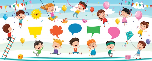 Vector Illustration Of Cartoon Children