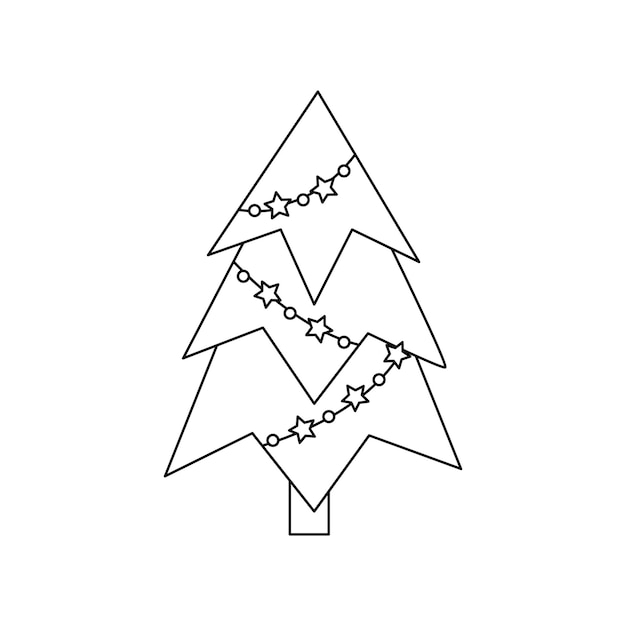 Vector illustration of cartoon Christmas tree on white background