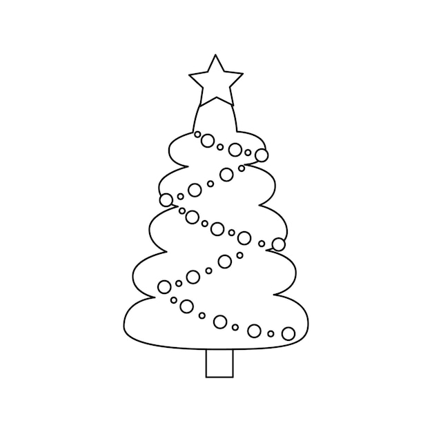 Vector illustration of cartoon Christmas tree on white background