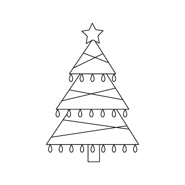 Vector illustration of cartoon Christmas tree on white background