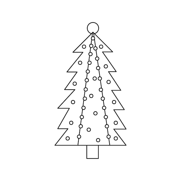 Vector illustration of cartoon Christmas tree on white background