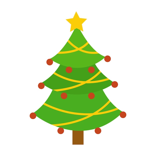 Vector illustration of cartoon Christmas tree on white background