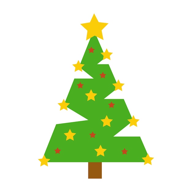 Vector illustration of cartoon Christmas tree on white background