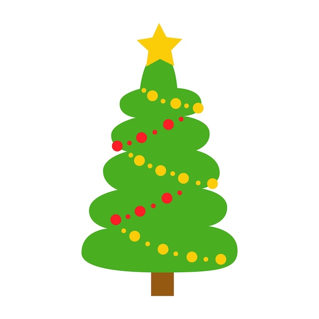 Vector illustration of cartoon Christmas tree on white background