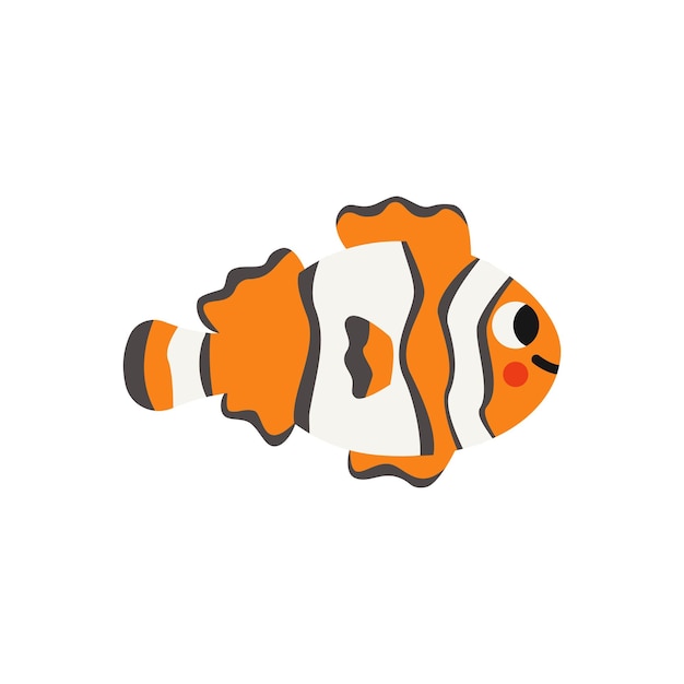 Vector illustration of cartoon clownfish isolated on white background