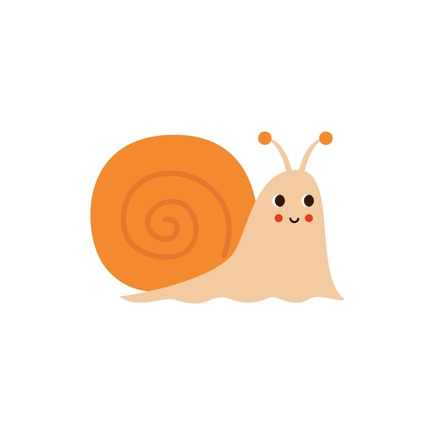 Vector illustration of cartoon cute snail isolated on white background