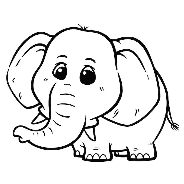 Vector illustration of Cartoon Elephant - Coloring book for kids