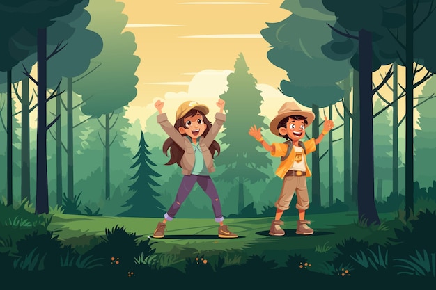 Vector Illustration Of Cartoon Kids Summer Camp