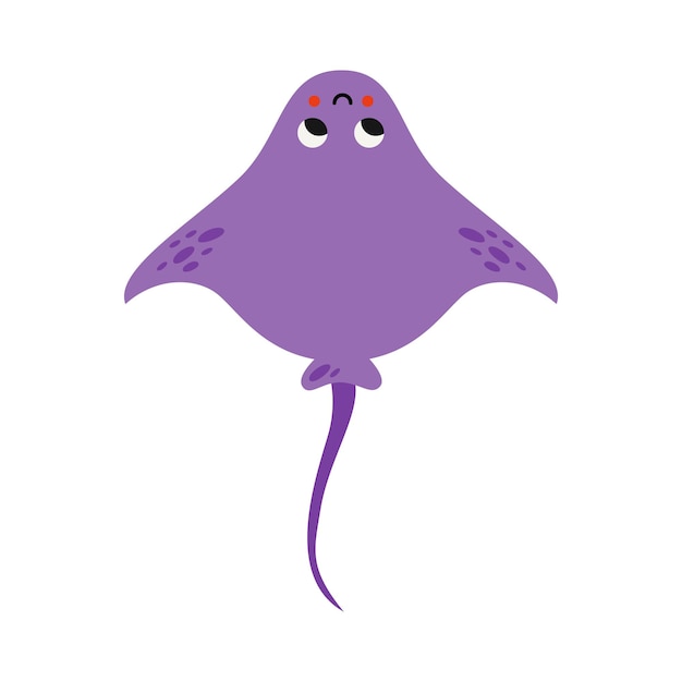 Vector illustration of cartoon purple stingray isolated on white background