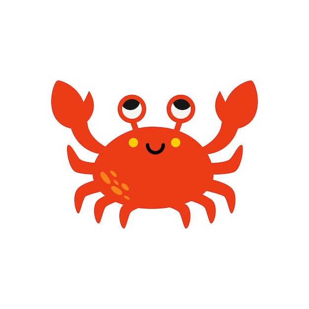 Vector illustration of cartoon red crab isolated on white background