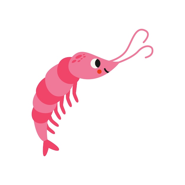 Vector illustration of cartoon sea shrimp isolated on white background