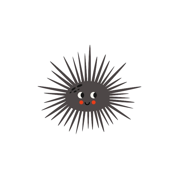 Vector illustration of cartoon sea urchin isolated on white background