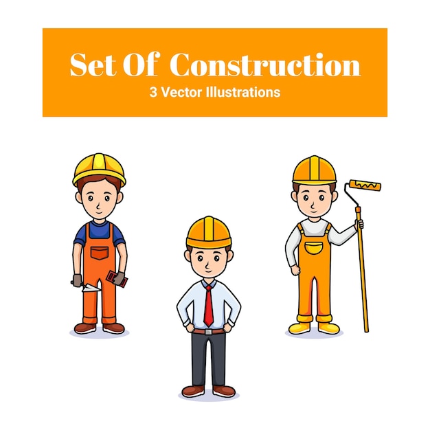 Vector Illustration Cartoon Set of man worker Construction