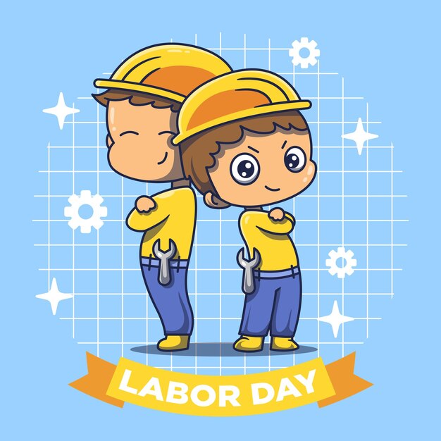 Vector illustration of cartoon style international labor day Two persons flat cartoon style