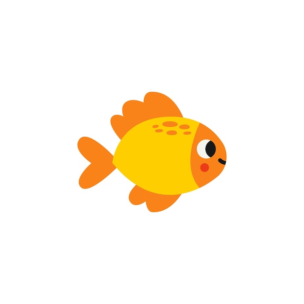 Vector illustration of cartoon yellow fish isolated on white background