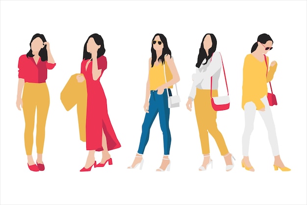 Vector illustration of casual women bundle