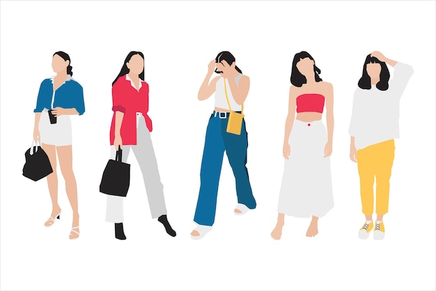 Vector illustration of casual women bundle