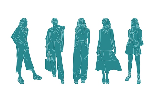 Vector illustration of casual women bundle