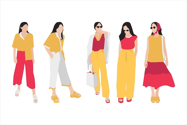 Vector illustration of casual women bundle