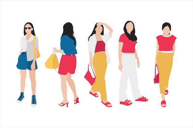 Vector illustration of casual women bundle