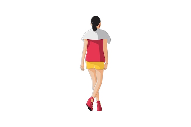 Vector illustration of casual women walking