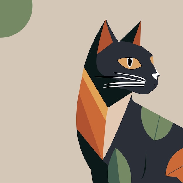 vector illustration of a Cat in an abstract painting for a wall poster