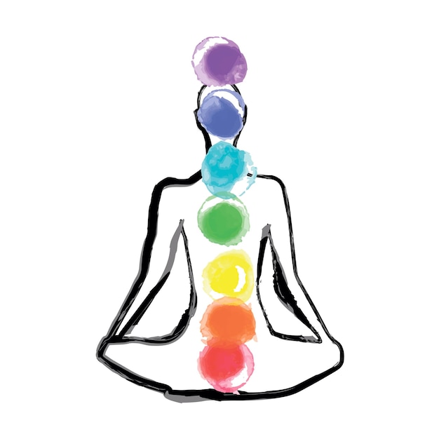 Vector vector illustration of a chakra scheme in yoga