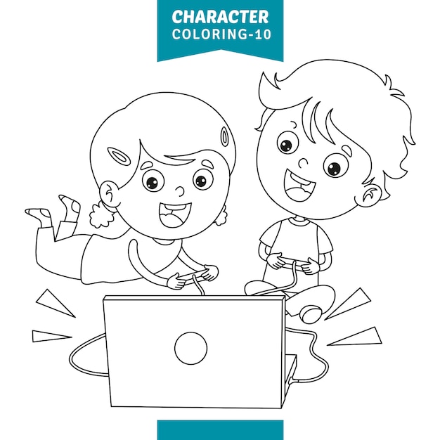 Vector Illustration Of Character Coloring Page