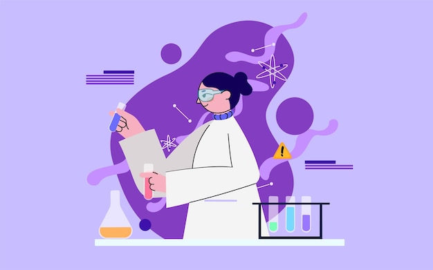 Vector vector illustration chemistry woman