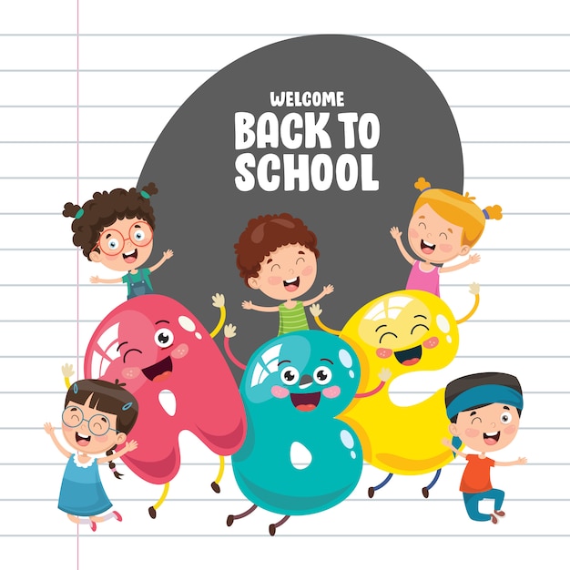 Vector Illustration Of Children Back To School