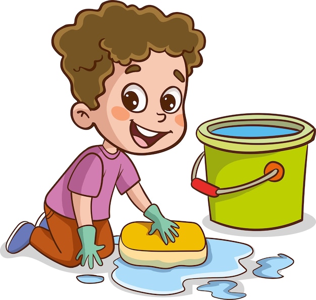 vector illustration Of Children Doing Various Houseworks