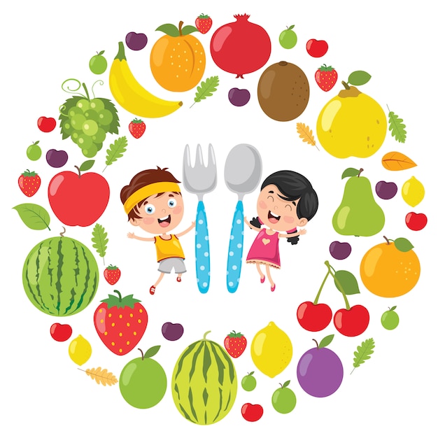 Vector Illustration Of Children Food Concept