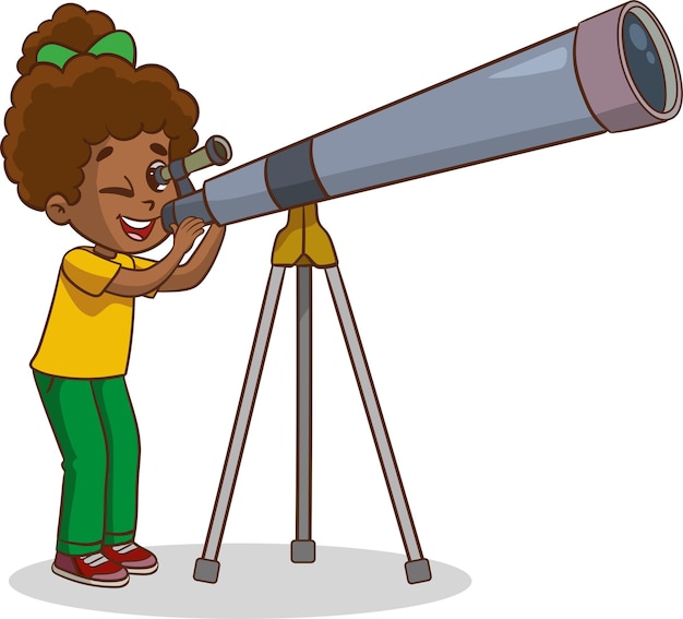 Vector Illustration of Children looking at telescope