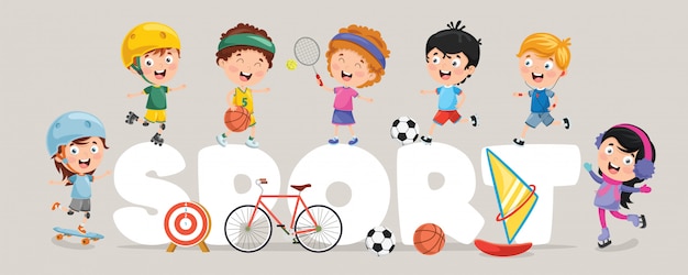 Vector Illustration Of Children Sport