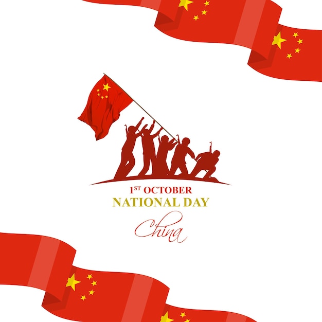 Vector illustration of China National Day social media feed template