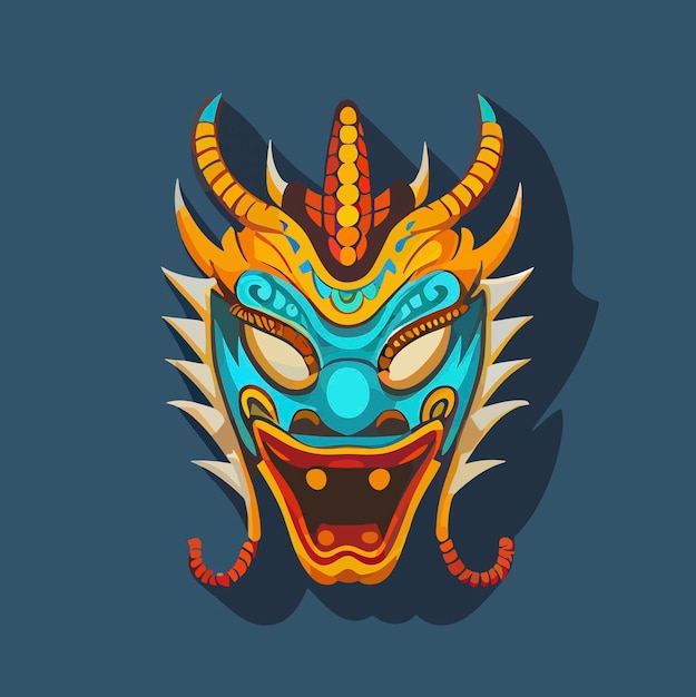 Vector illustration of a chinese dragon mask