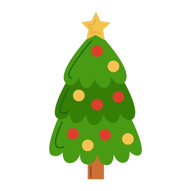 Vector illustration of Christmas tree on white background