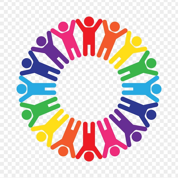 Vector vector illustration of circle of people icon on transparent background