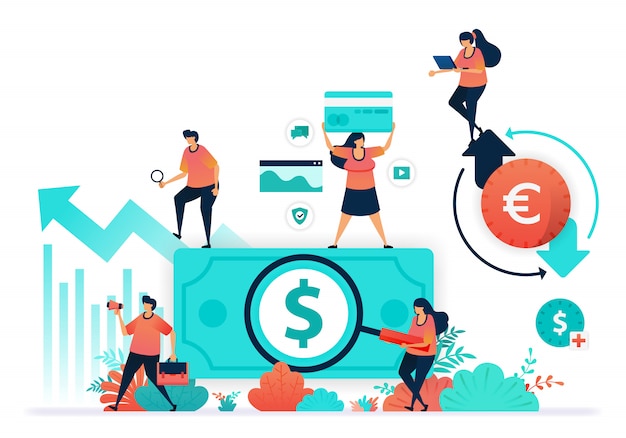 Vector illustration of circulation in corporate finance and increase investment value