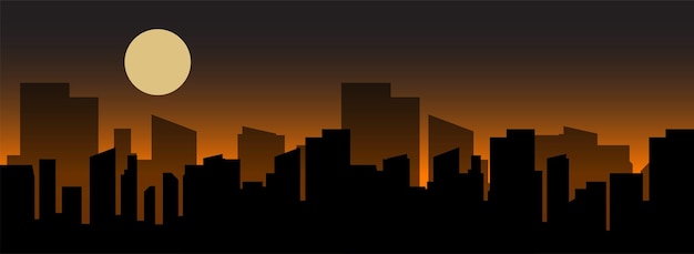 Vector vector illustration of a city silhouette in the afternoon