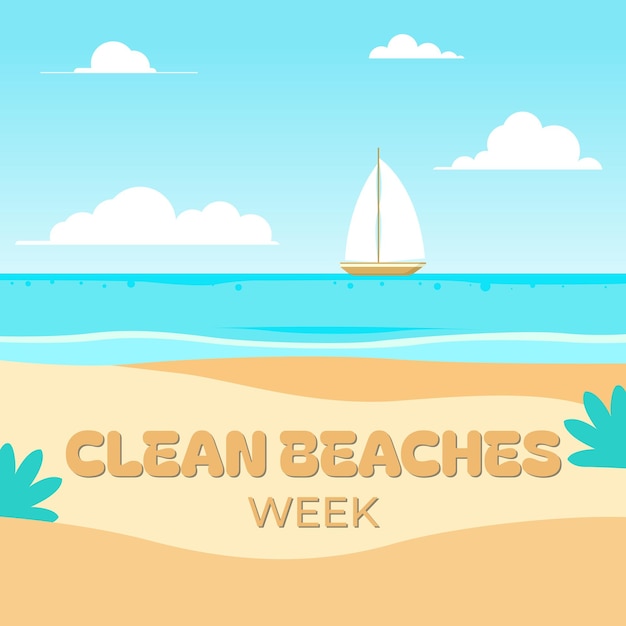 Vector illustration for Clean Beaches Week on July 1